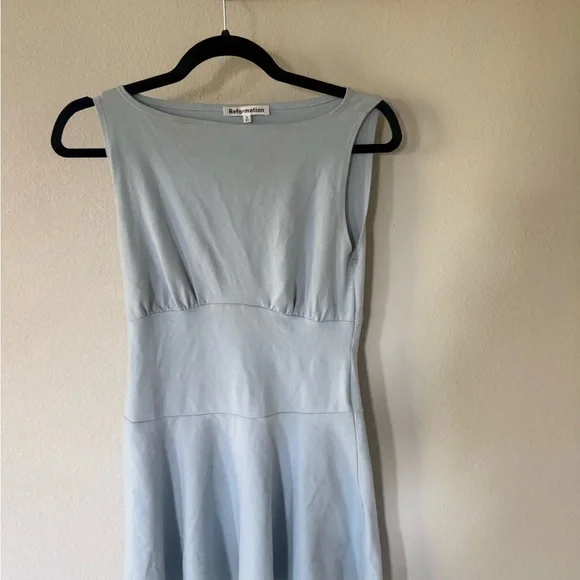 Reformation Pale Blue Sleeveless Flared Mini Dress - Picture 3 of 4